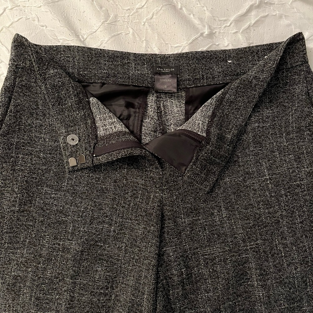 Ann Taylor factory pants, black tweed look, modern fit